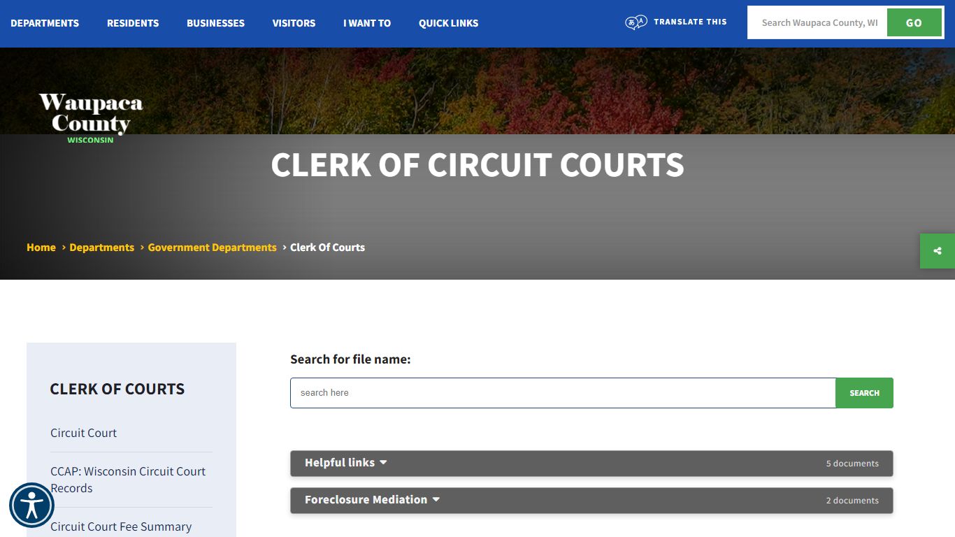 Clerk of Circuit Courts - Waupaca County, Wisconsin